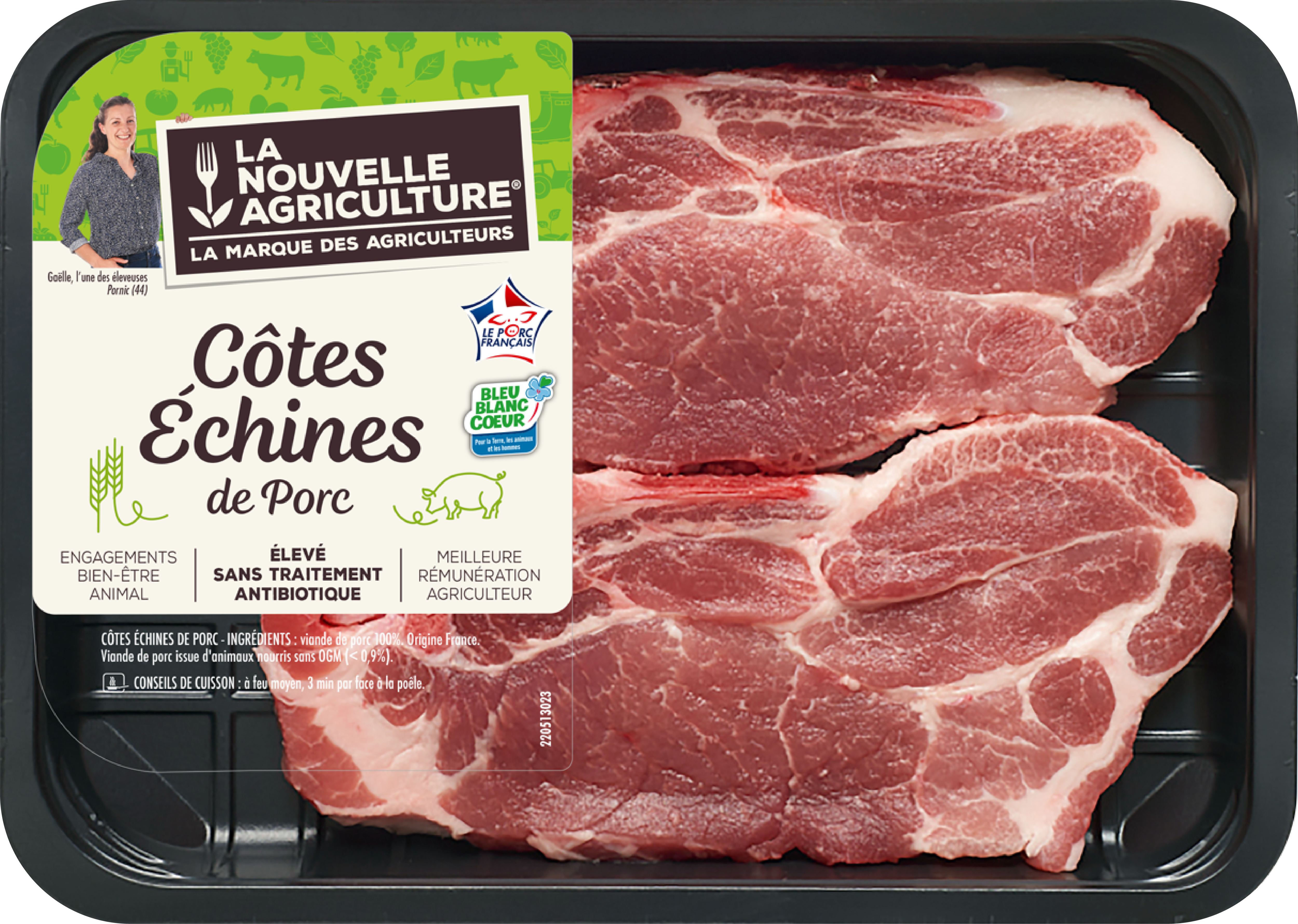 Pack produit de Côtes échines de porc Bleu-Blanc-Cœur La Nouvelle Agriculture