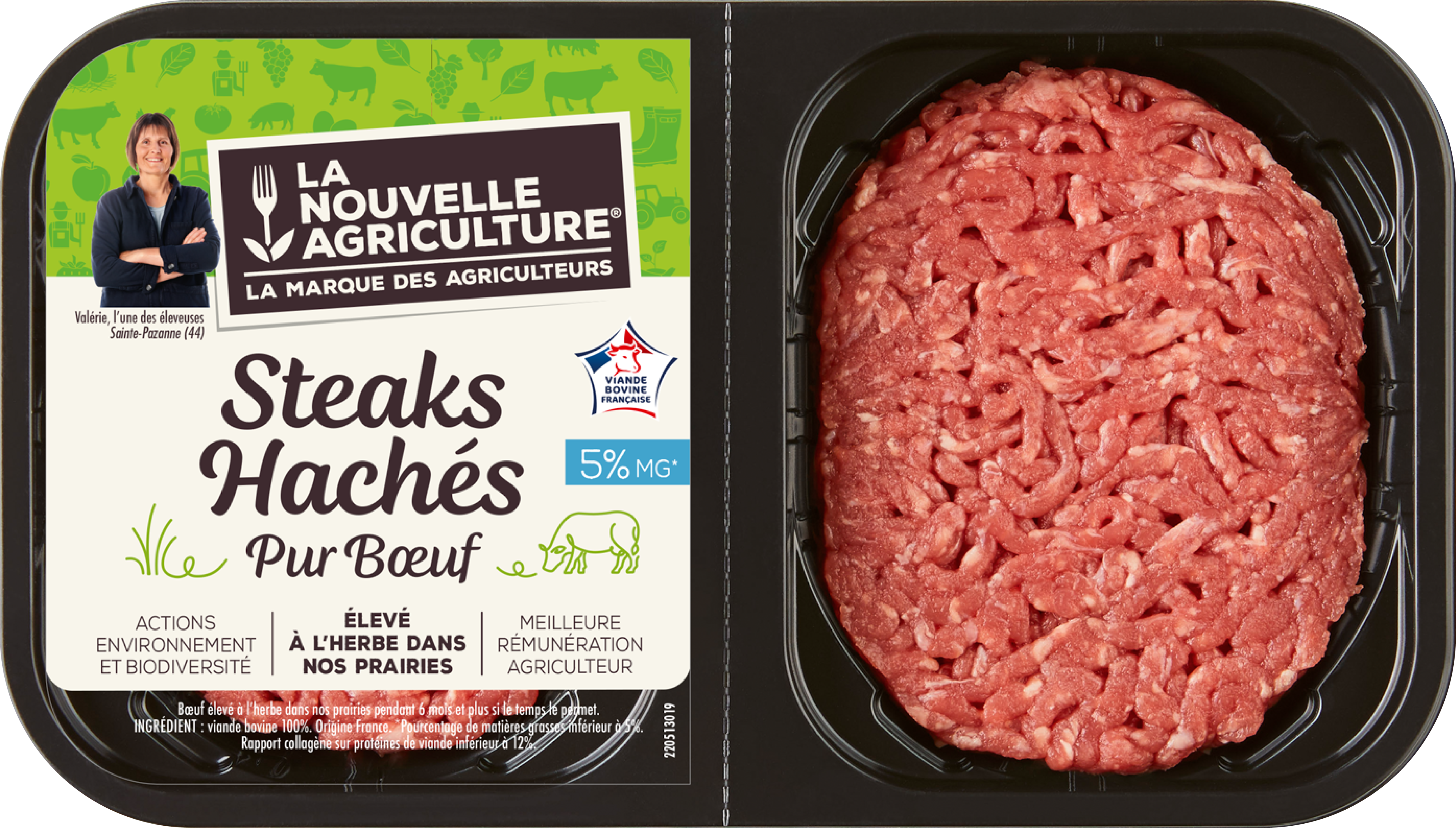 Pack produit de Steaks hachés pur Bœuf 5% de matière grasse La Nouvelle Agriculture