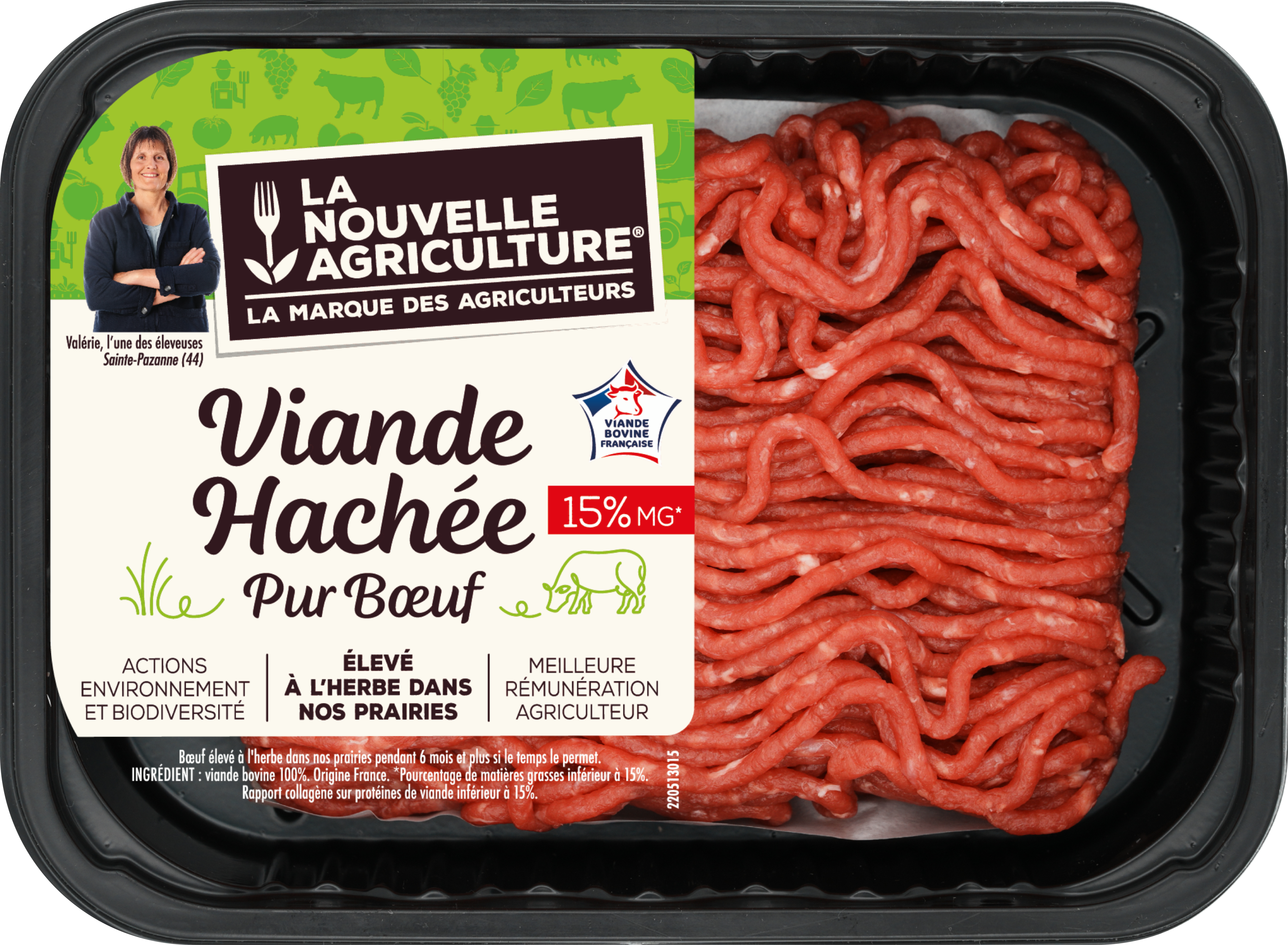 Pack produit de Viande hachée pur Bœuf 15% de matière grasse La Nouvelle Agriculture