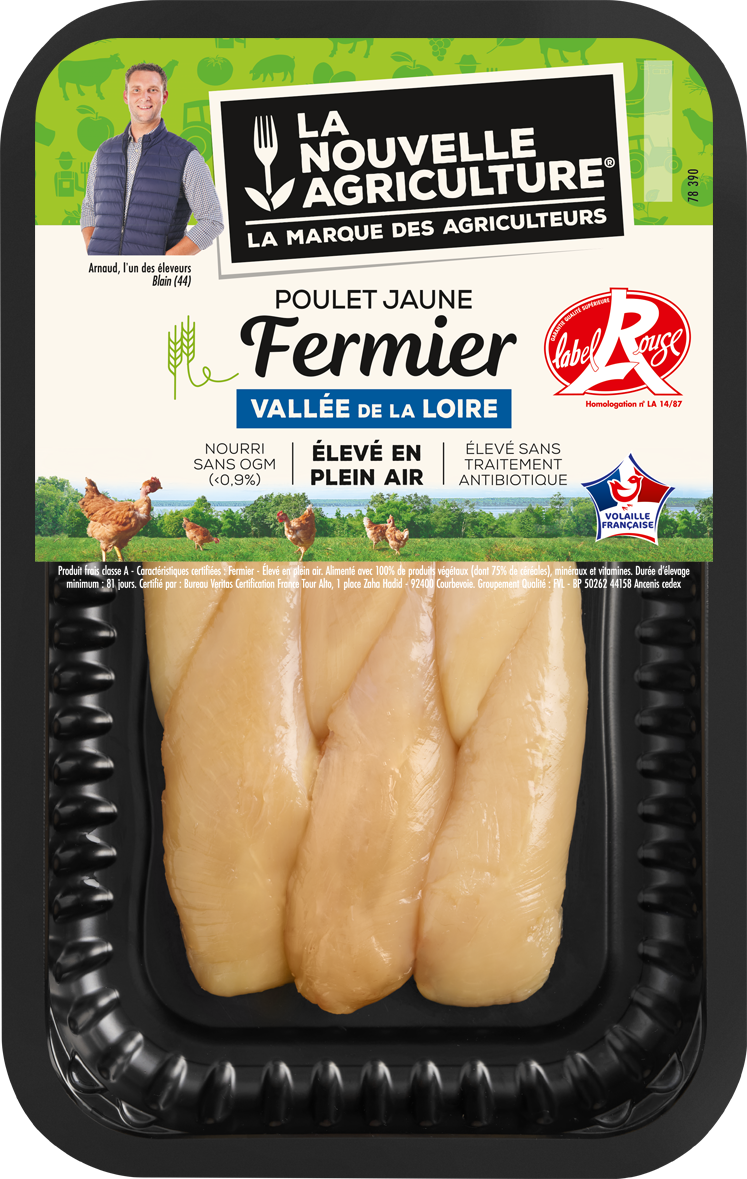 Pack produit d'Aiguillettes de poulet Fermier Label Rouge La Nouvelle Agriculture