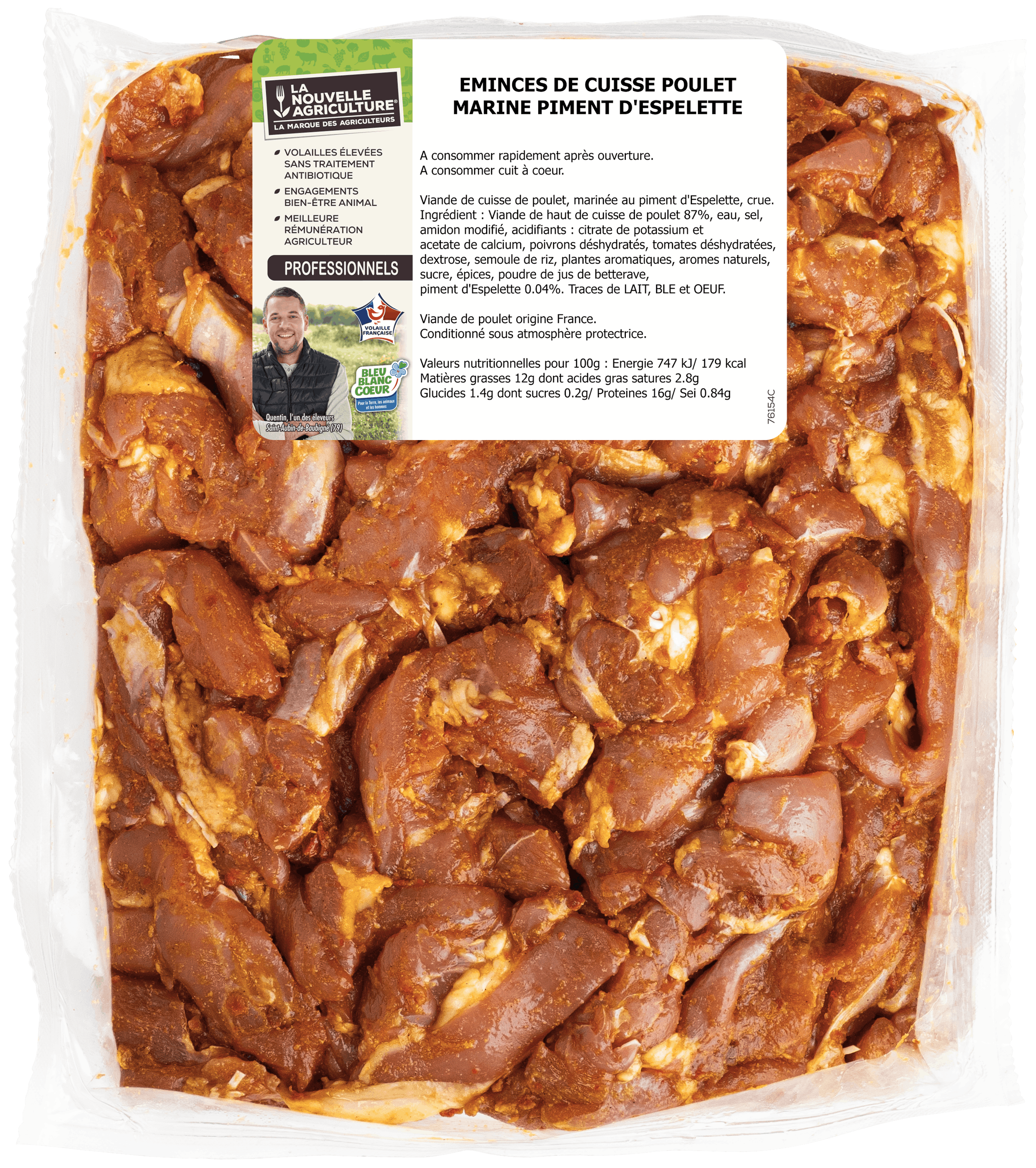 Pack produit d'émincés de poulet au piment d'Espelette La Nouvelle Agriculture Professionnels