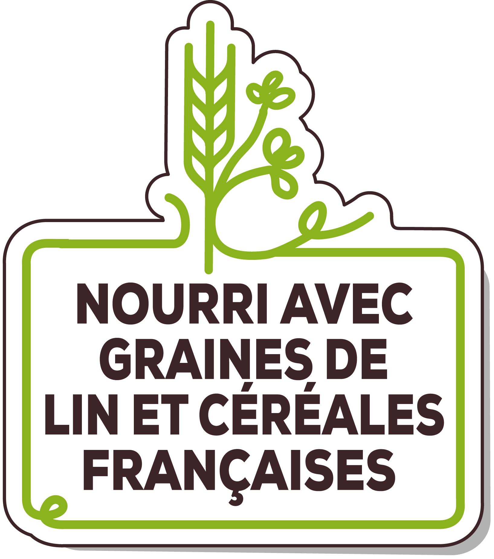 Picto nourri avec des graines de lin et céréales françaises