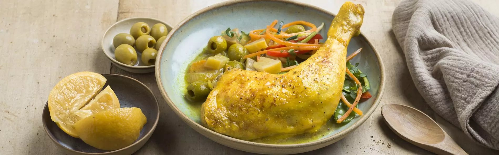 Cuisses de poulet au citron, légumes sautés
