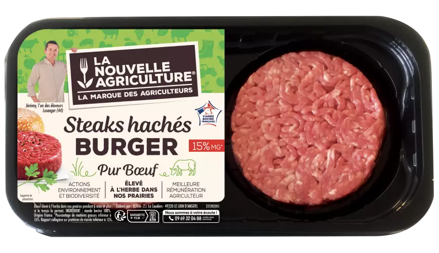 Le steak haché burger 15% pur bœuf La Nouvelle Agriculture®